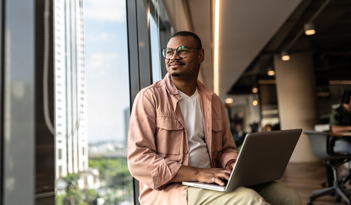 Businessman contemplating on the office
